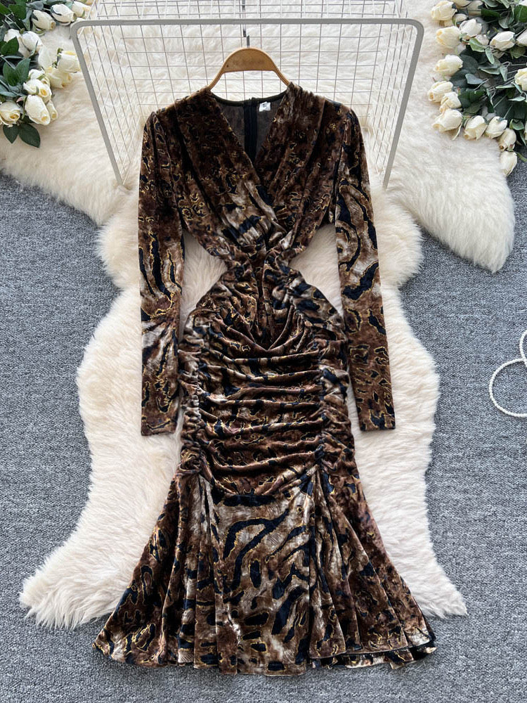 Pankh Tigeress Shimmer Flocking Velvet Party Wear Dress