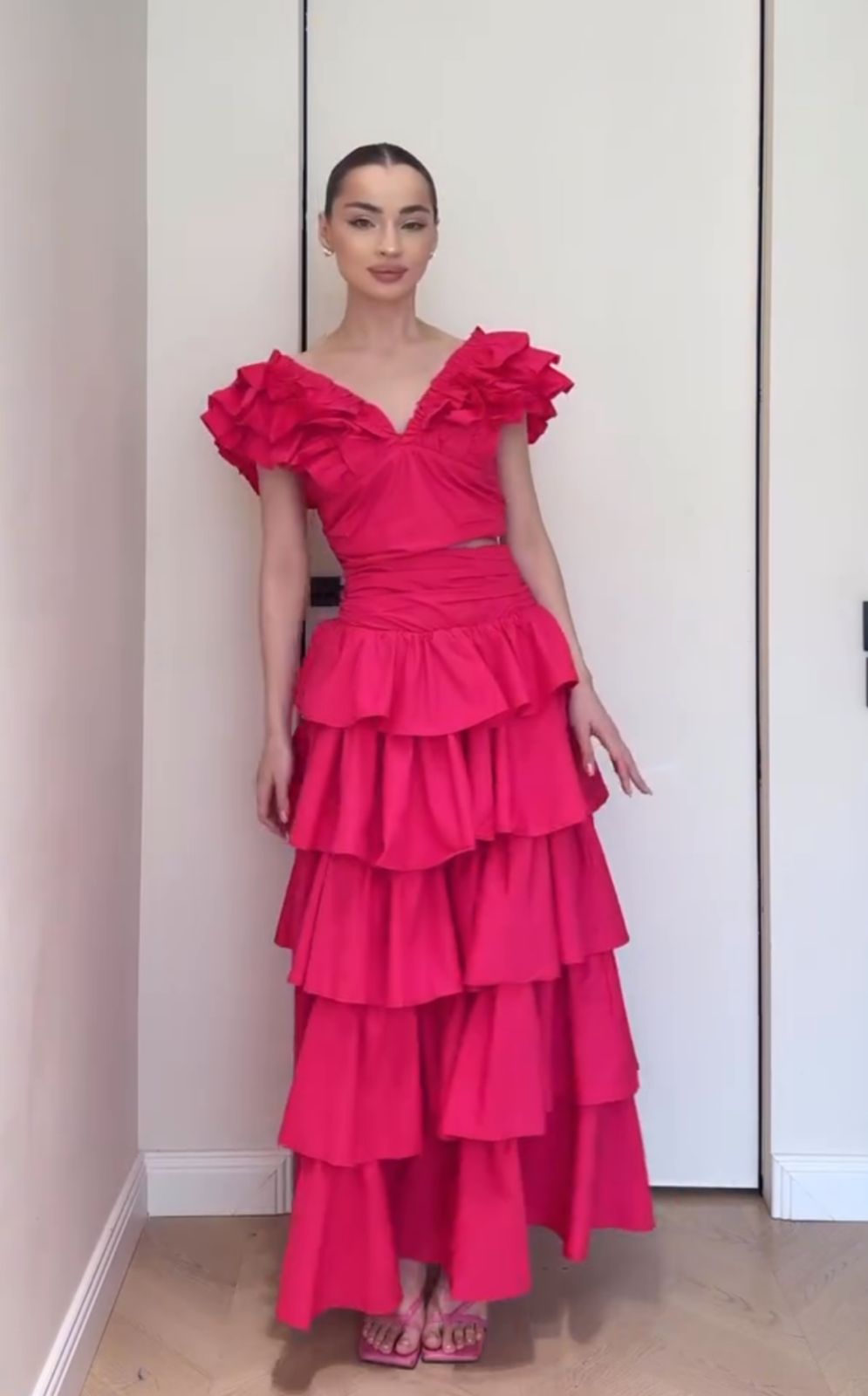Pankh Prolly Ruffle Cropped Top And Ruffled Skirt
