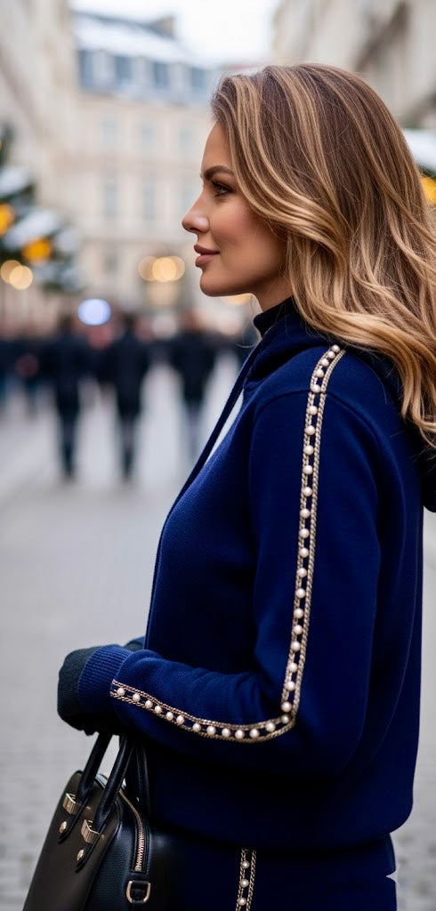 Pankh Glee Pearl Embelished Hoodie & Jogger Coord Set