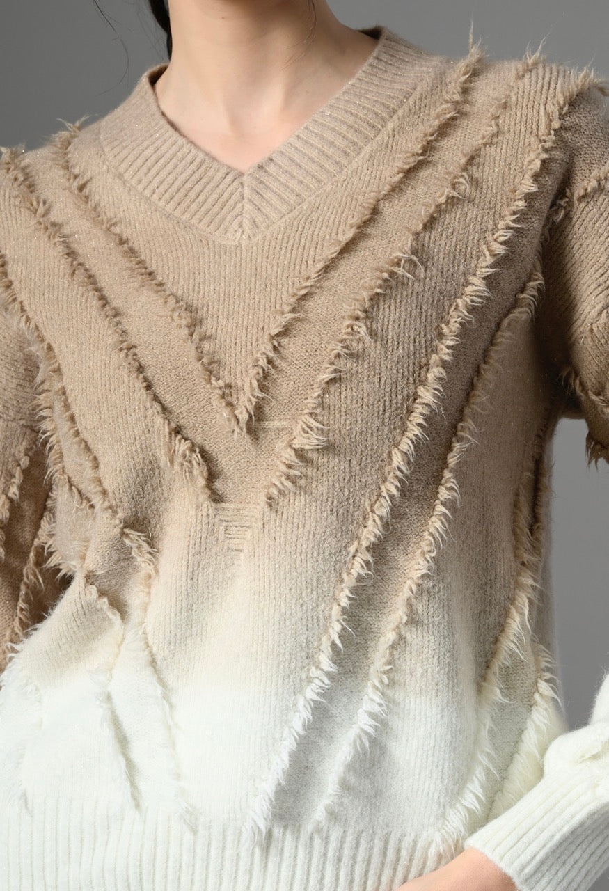 Pankh Luxe Miri Pret Tassel Ombre Sweater and Pant Coord Set