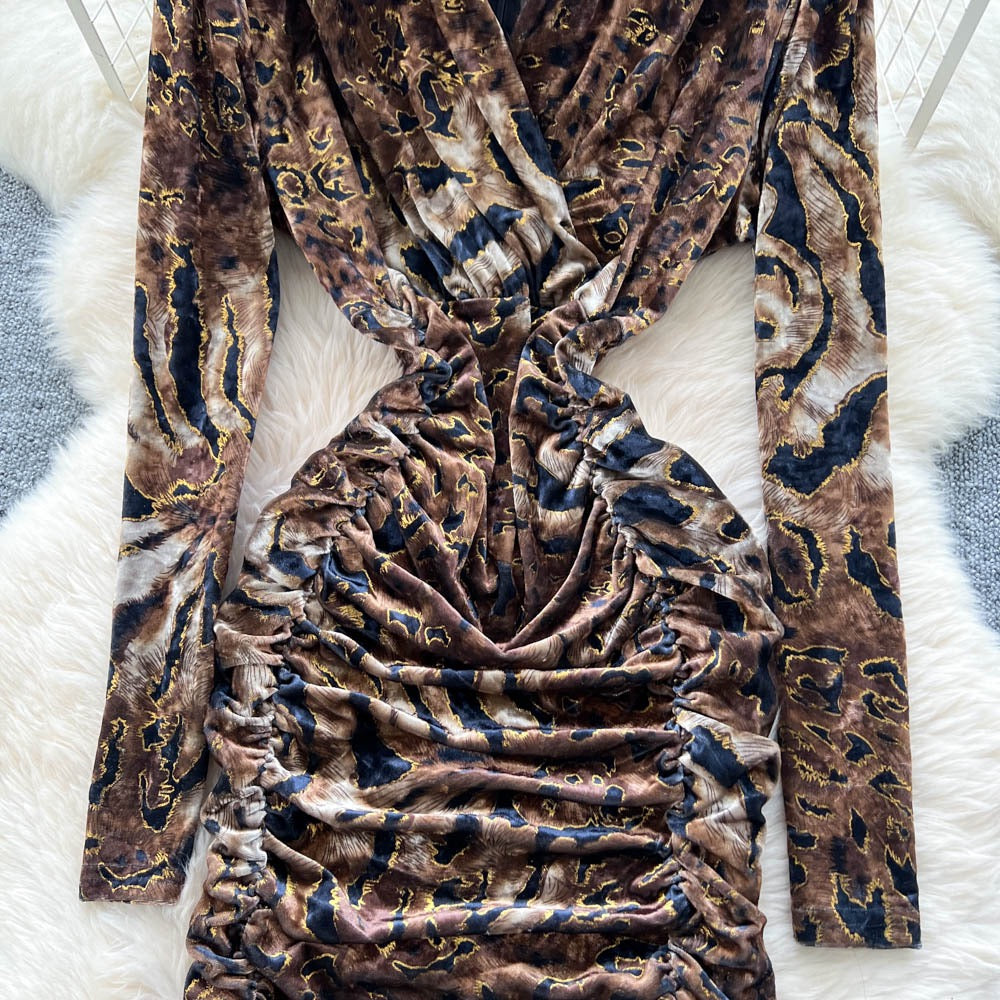 Pankh Tigeress Shimmer Flocking Velvet Party Wear Dress