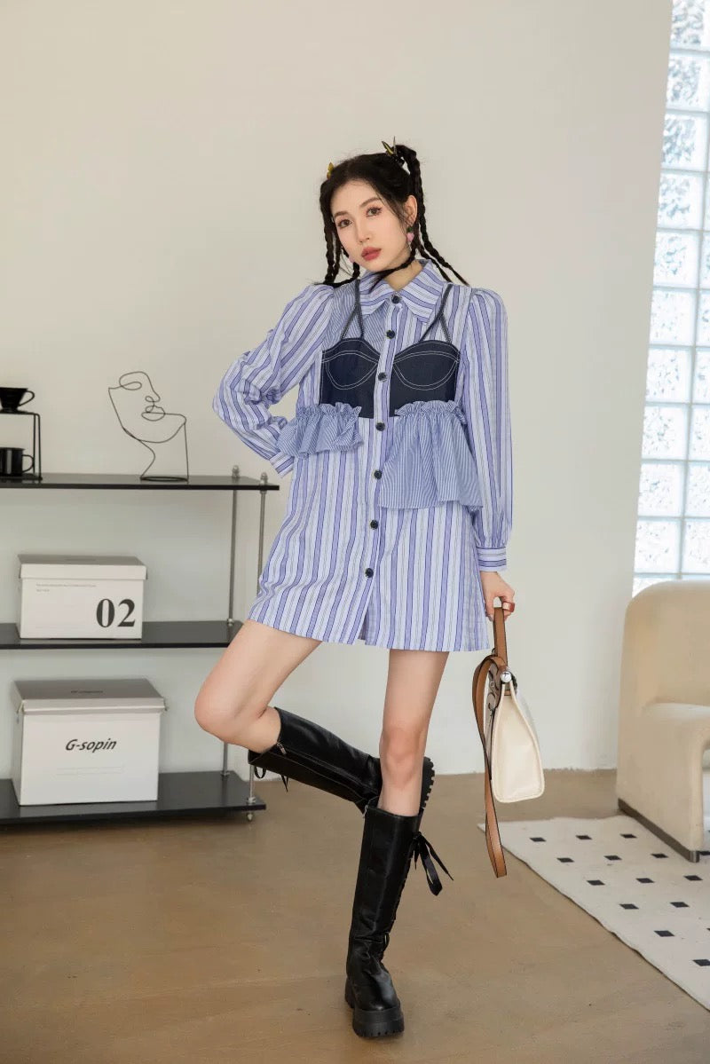 Pankh Annika Casual Stripe Shirt Dress