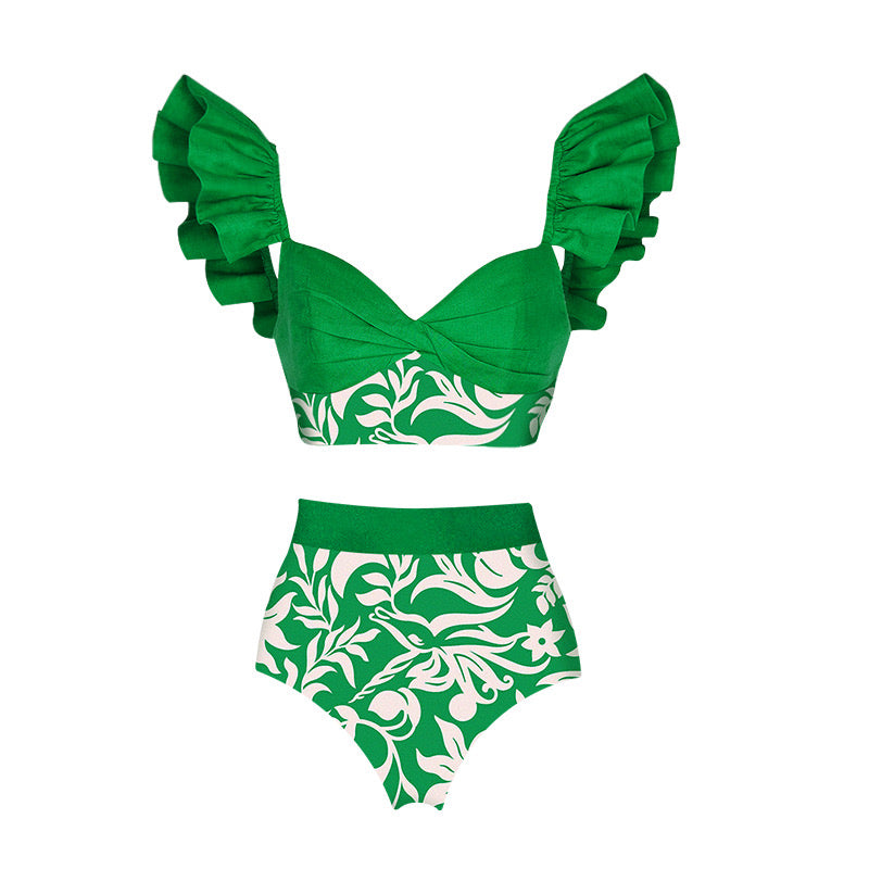 Pankh Okasa Printed Padded Bikini with High waist Botton and Coverup Set