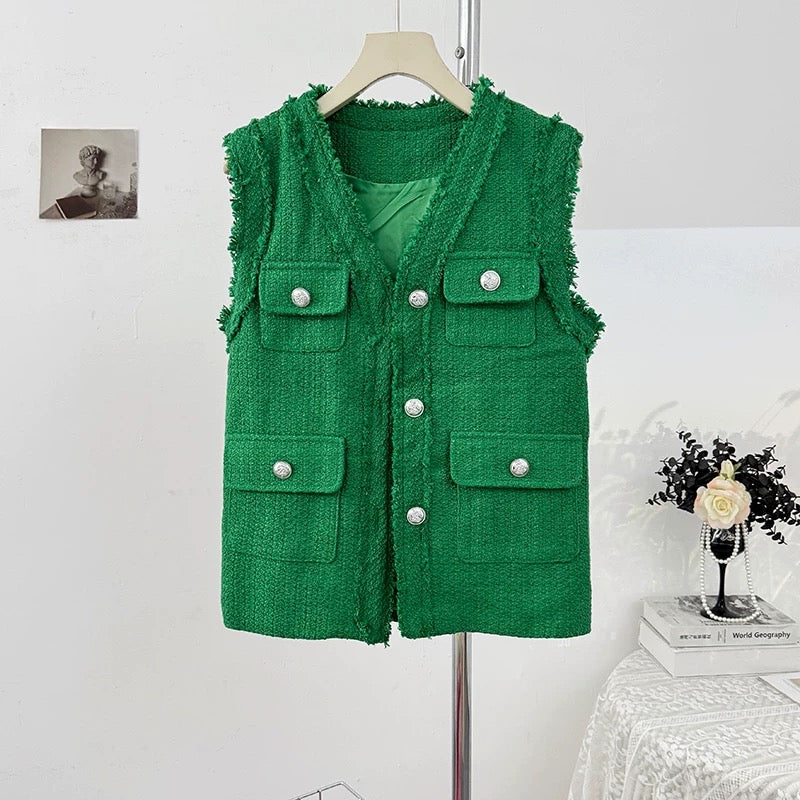 Pankh Ronnie Sleeveless Tweed Blazer Jacket