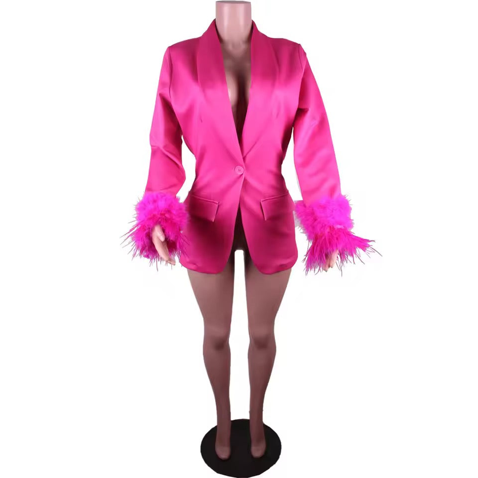 Pankh lexi fur seelve Blazer And Pant Set