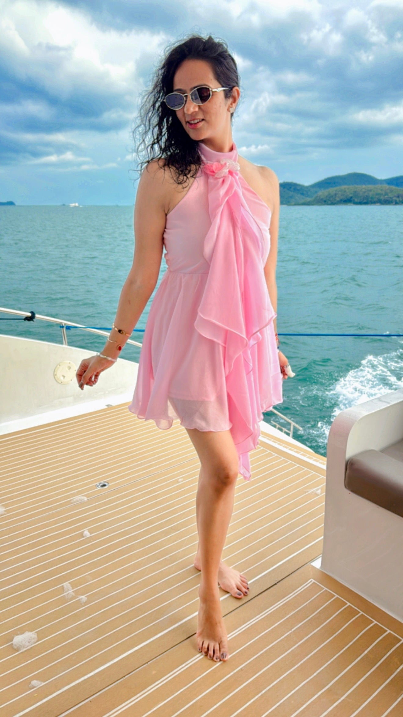 Pankh Monroe Ruffle Chiffon Short Holiday Dress