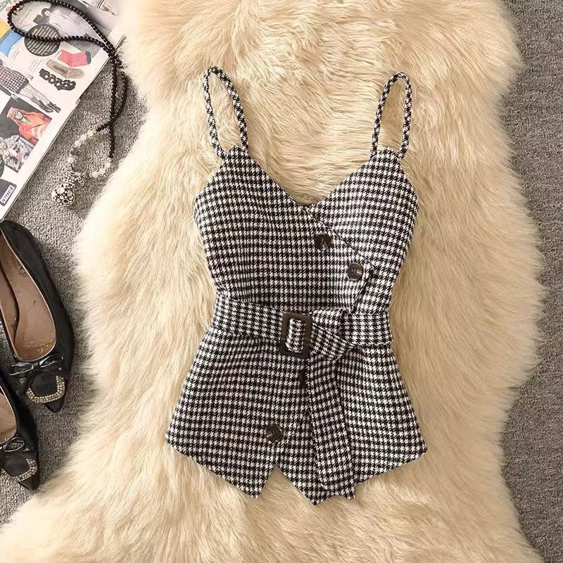 Pankh kayor Woolen Check Jacket and Knit Top Set