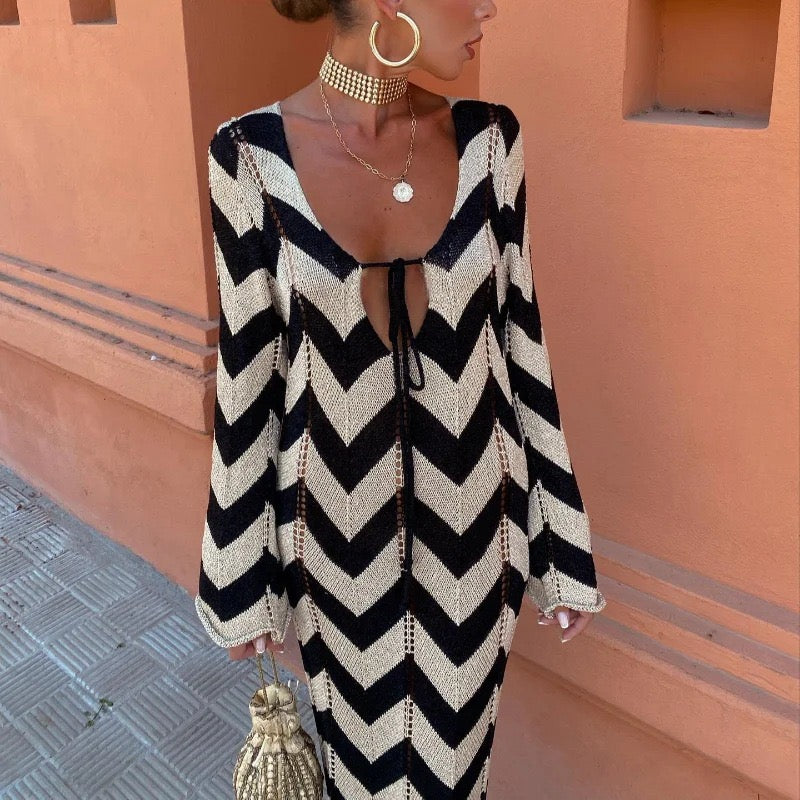 Pankh Hojin Azetic Pattern Crochet Cover Up Resort Dress