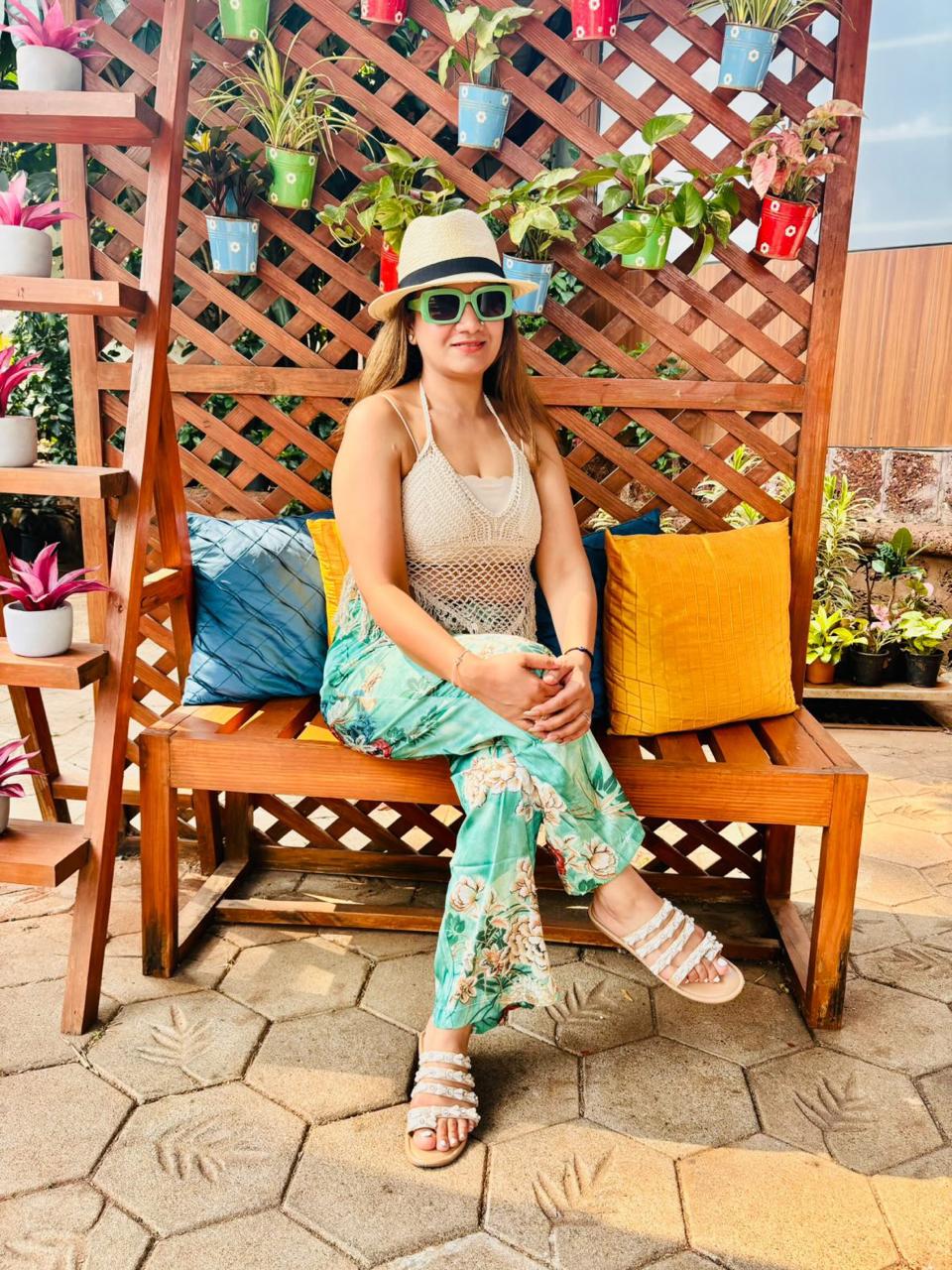 Nolan Cotton Blend Beckles Top And Printed Pant Set