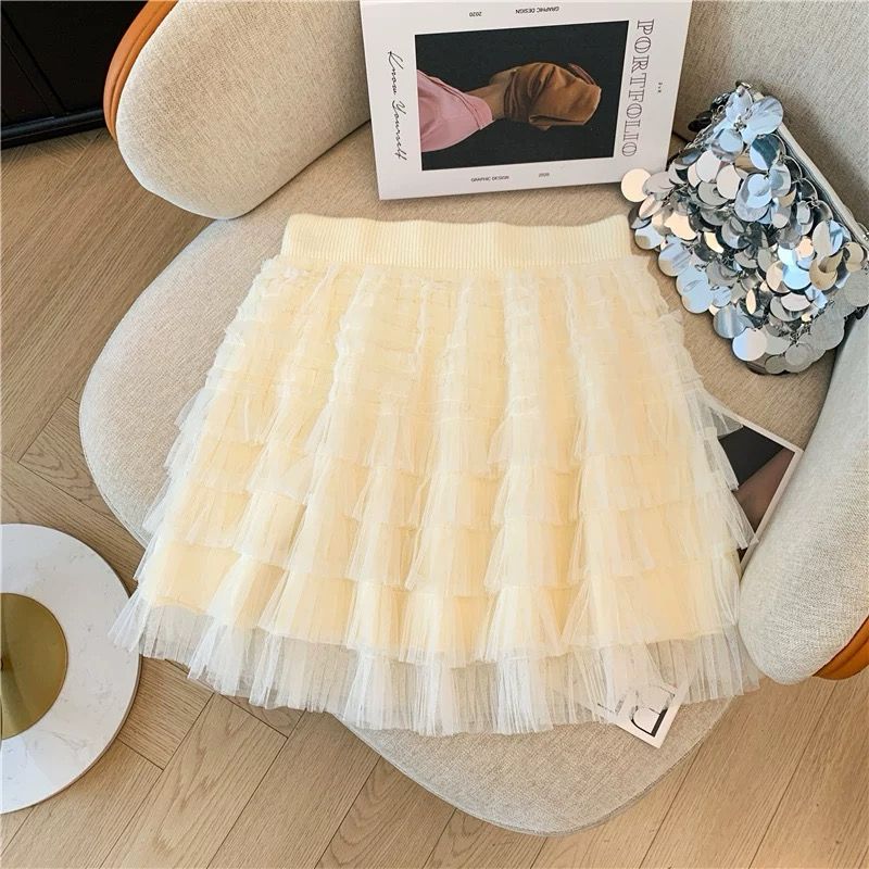 Pankh Tulle Layered Fairy Mesh Net Short Skirt - Main Image