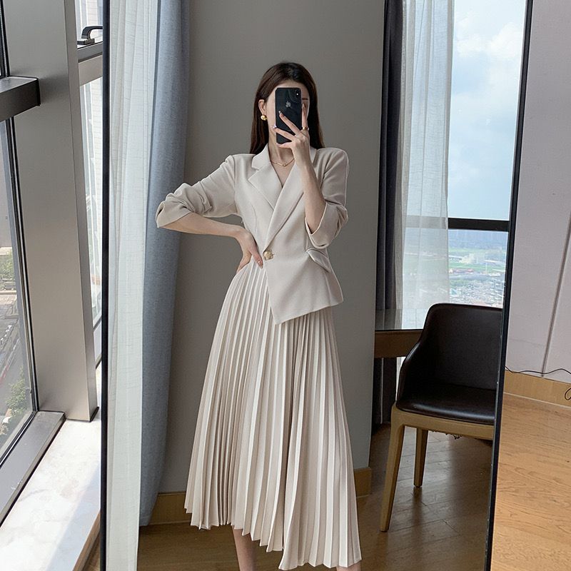 Pankh Lyana Formal Blazer Pleated Midi Dress