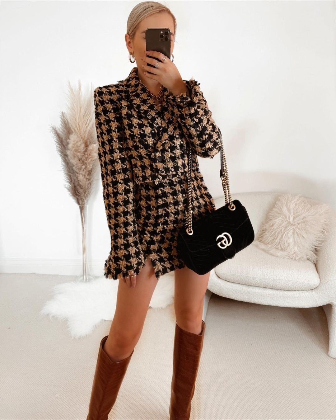 Pankh Laberta Tweed Blazer and Skirt Set