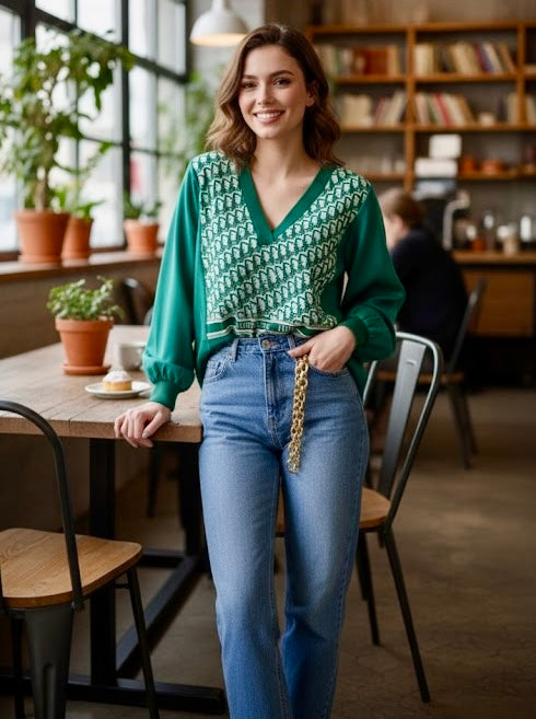 Pankh Khrisitan Knit Sweater & Satin Luxe Shirt