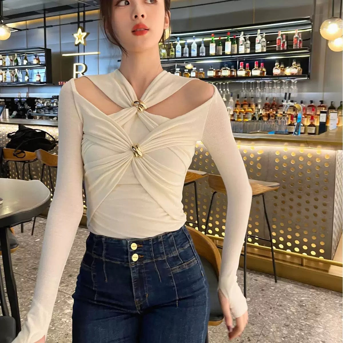 Pankh Kemaya Drape Buckle High Fashion Full Sleeve Top