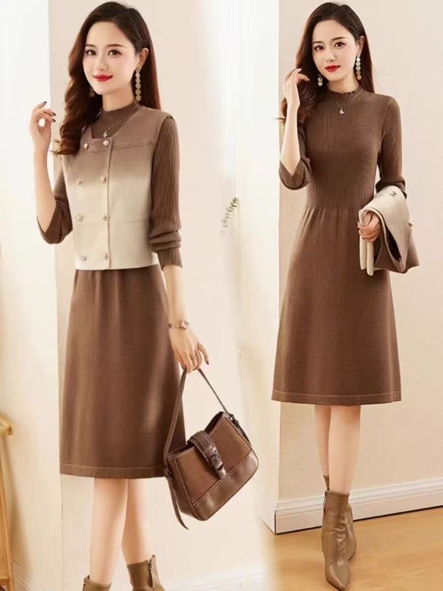 Pankh Shor Ombre Shade Woolen Jacket with Woolen Dress Set