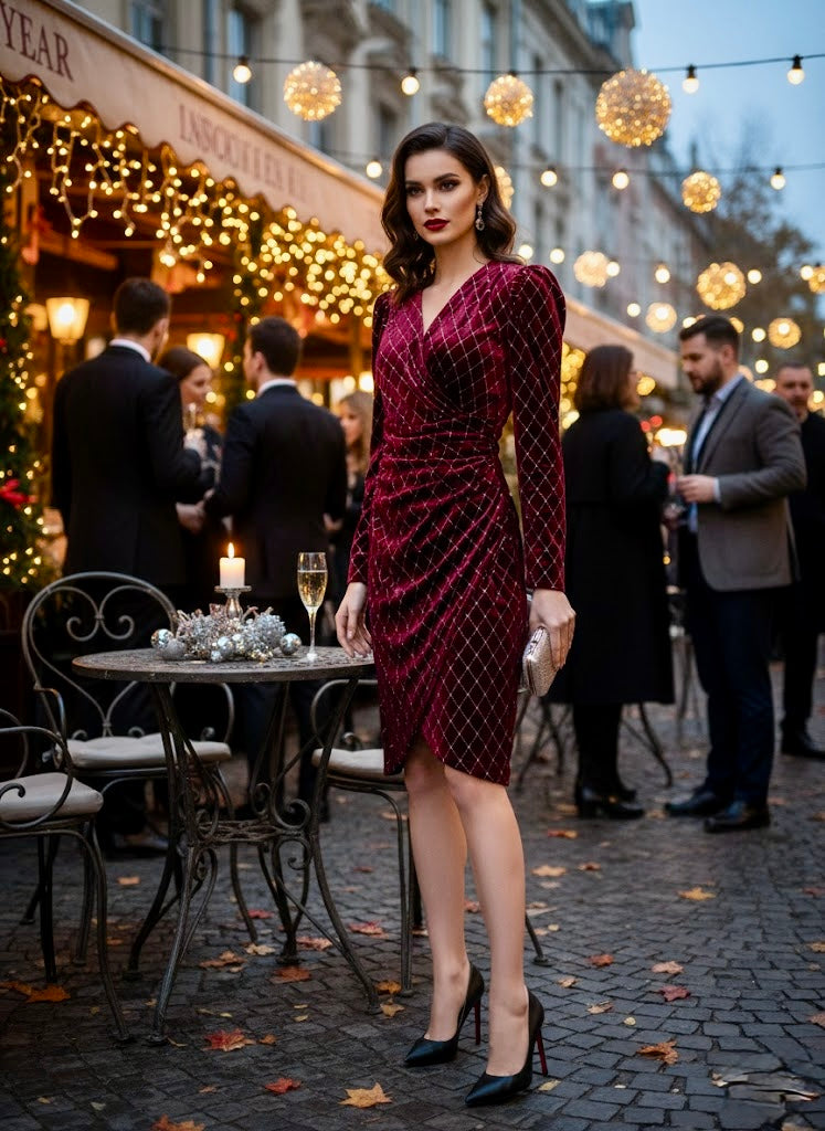 Pankh Onkel Shimmer Velvet Party Wear Dress