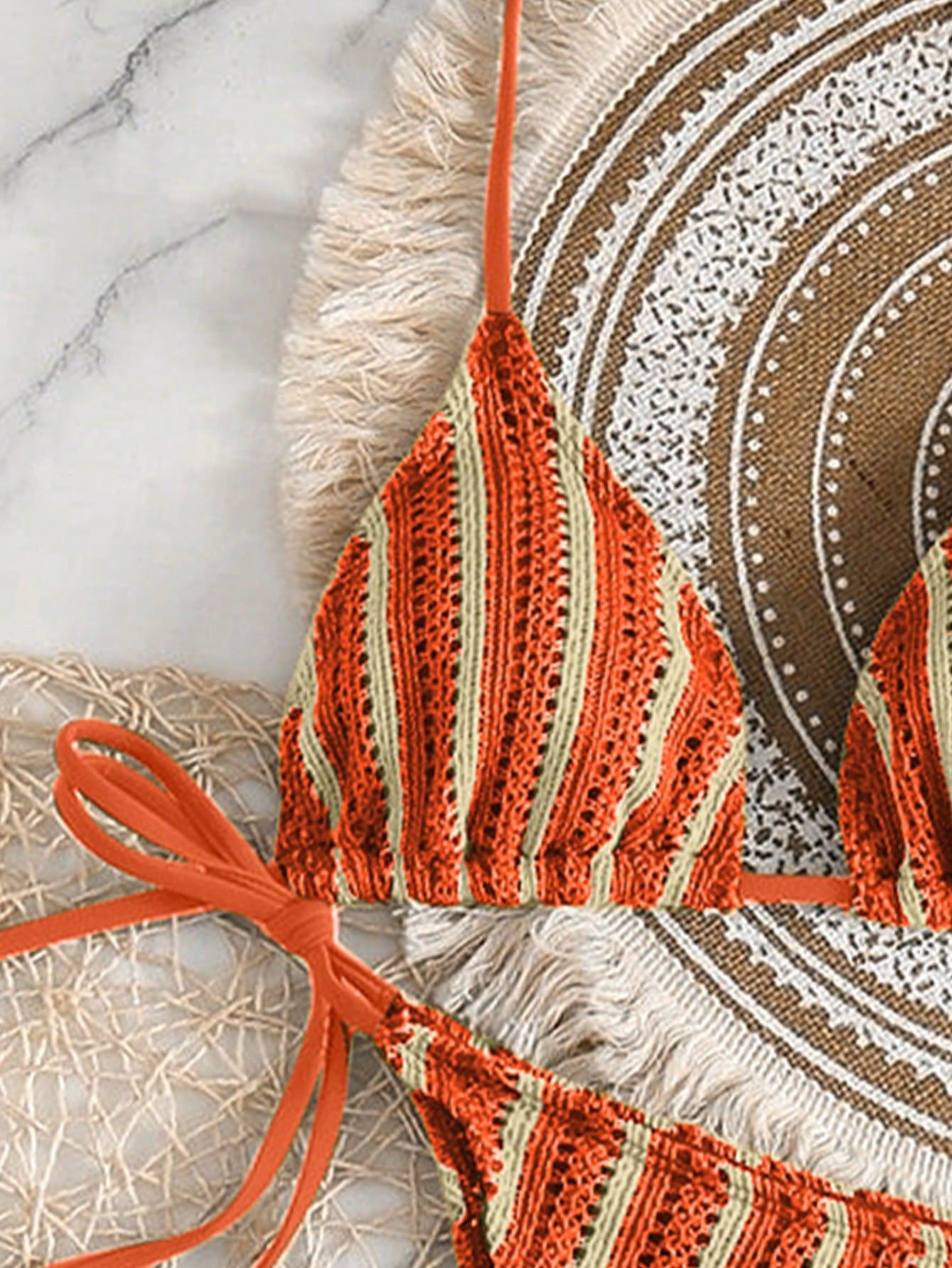Pankh Crody Crochet Bikini & Shorts Set