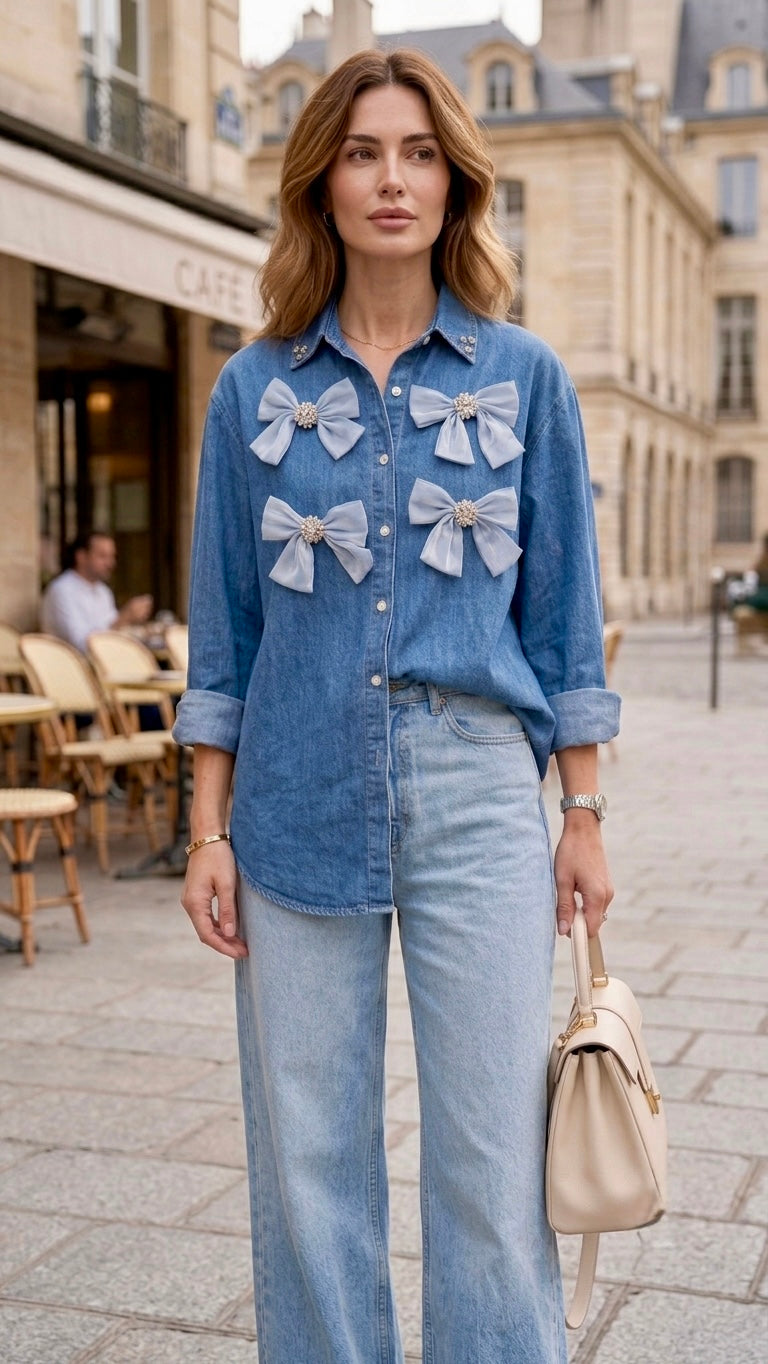 Pankh Ciaga Embelished Oversized Denim Shirt