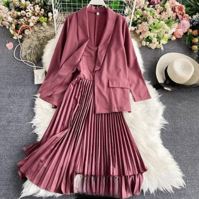 Pankh Cusp Pleated Dress & Blazer Set