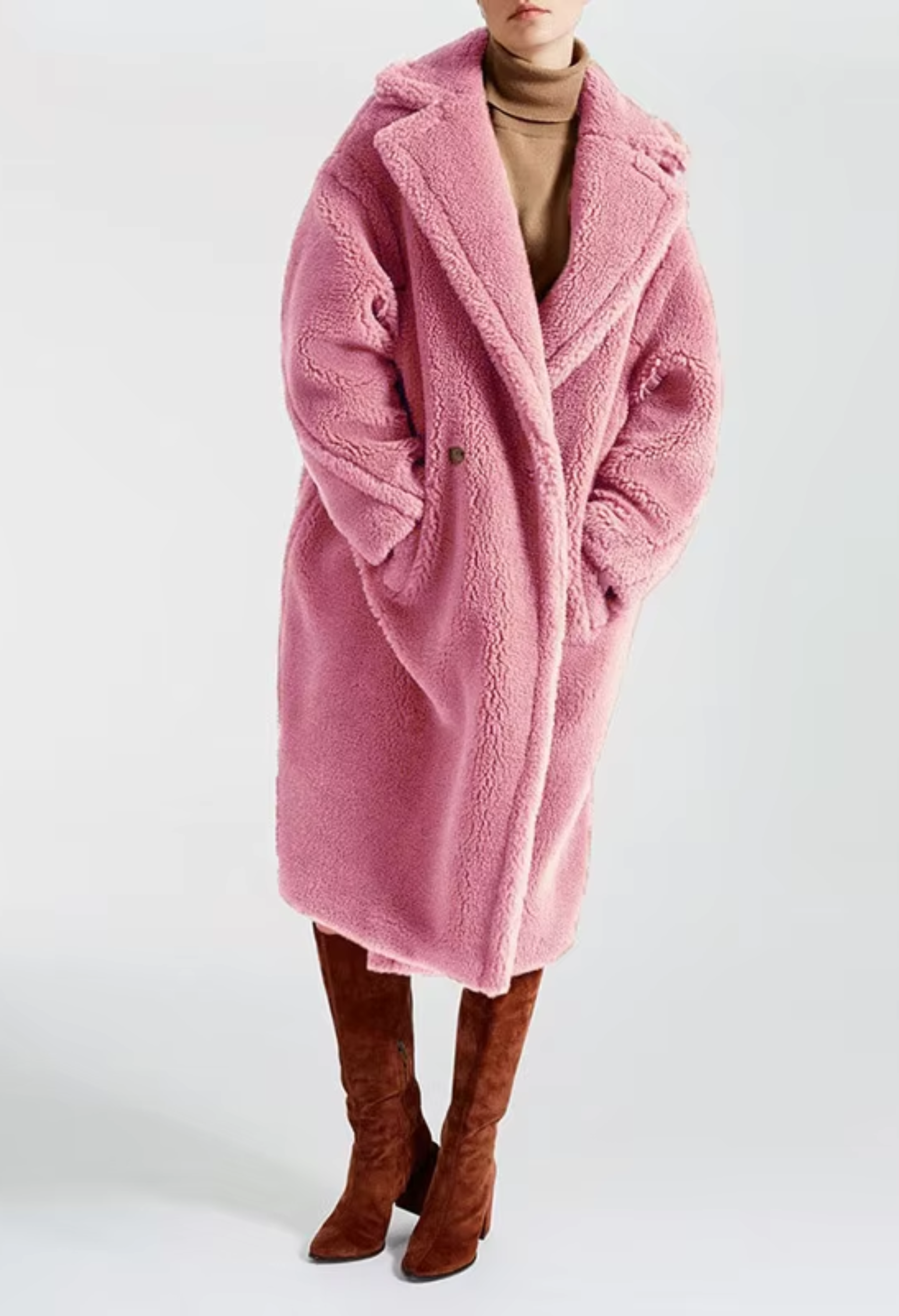 Pankh Emz Fashion Design Teddy Fur Wool Coat Long Wool