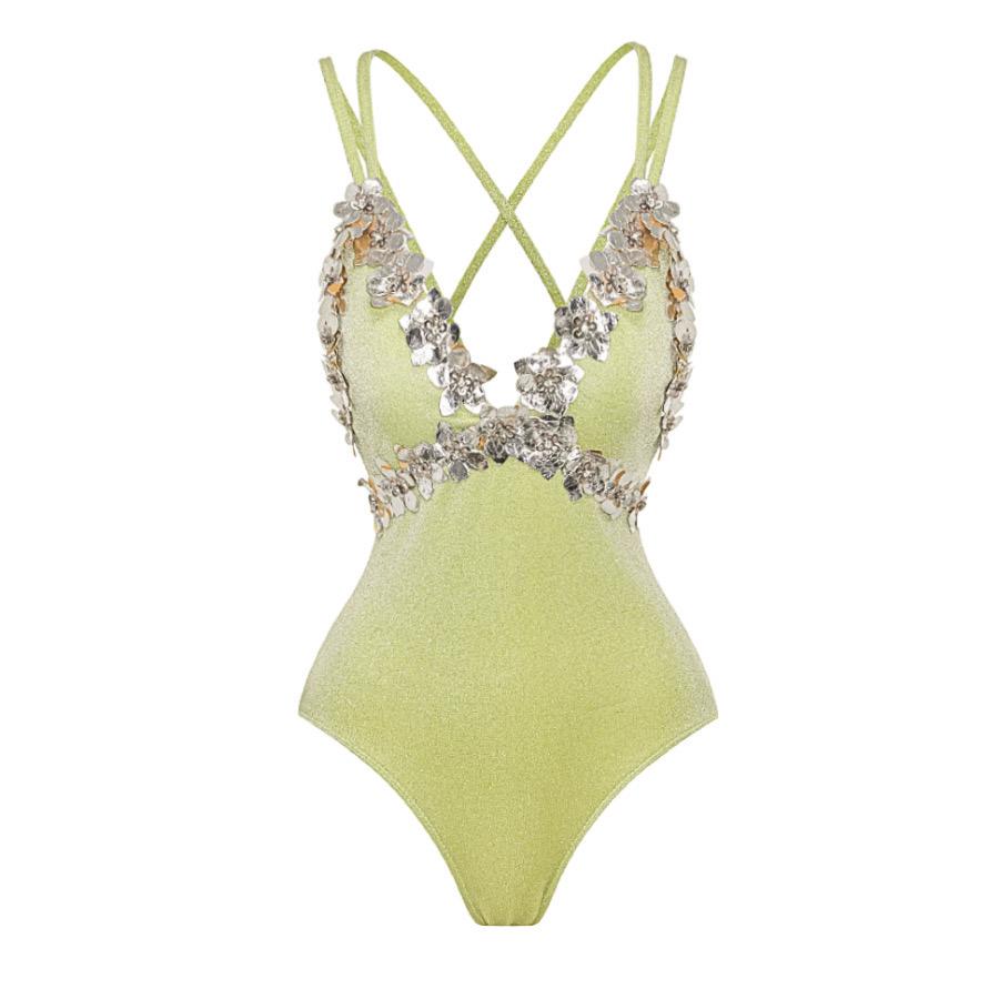 Pankh Dylan Flower Neck Cross Strap Monokini With Serong