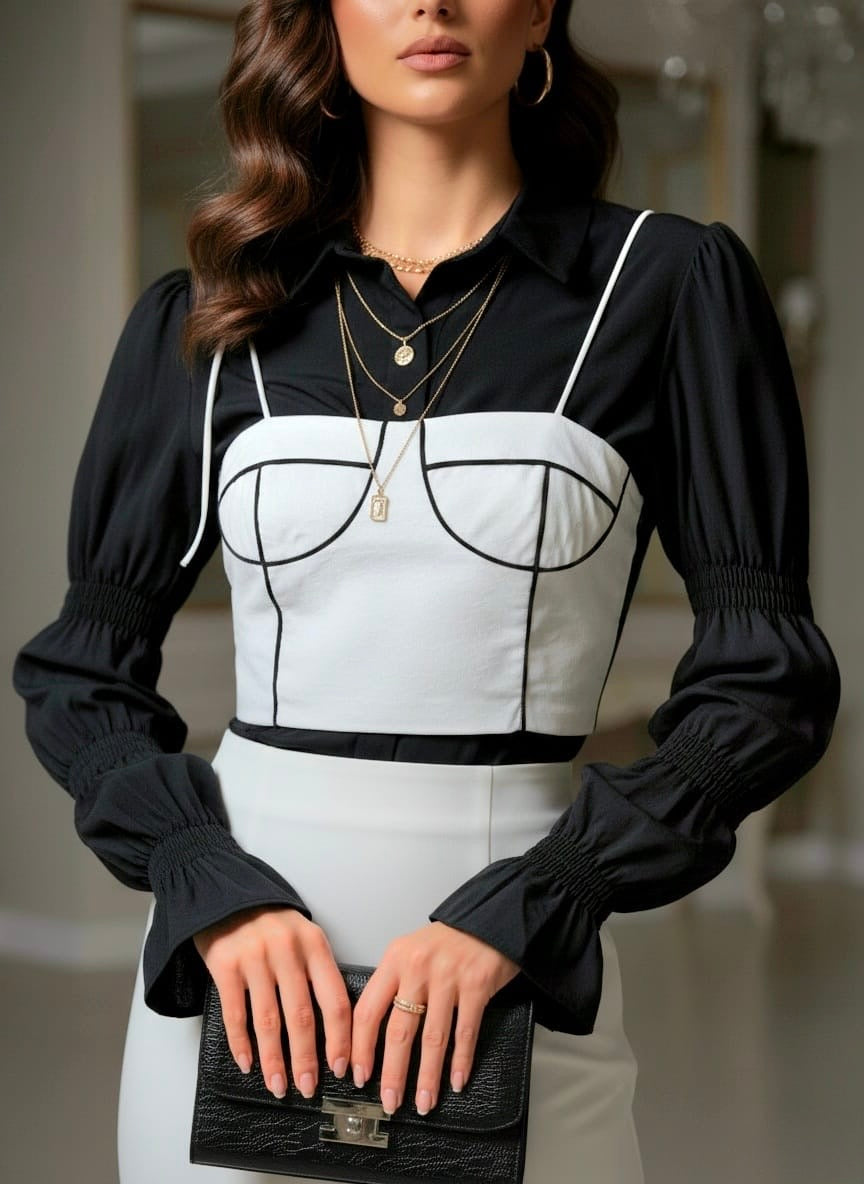 Pankh Keith Cotton Shirt and Corset Set