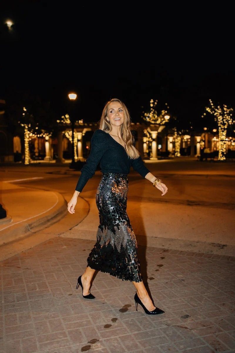 Pankh Custom Made Shella Multi-Color Sequin Formal Skirt