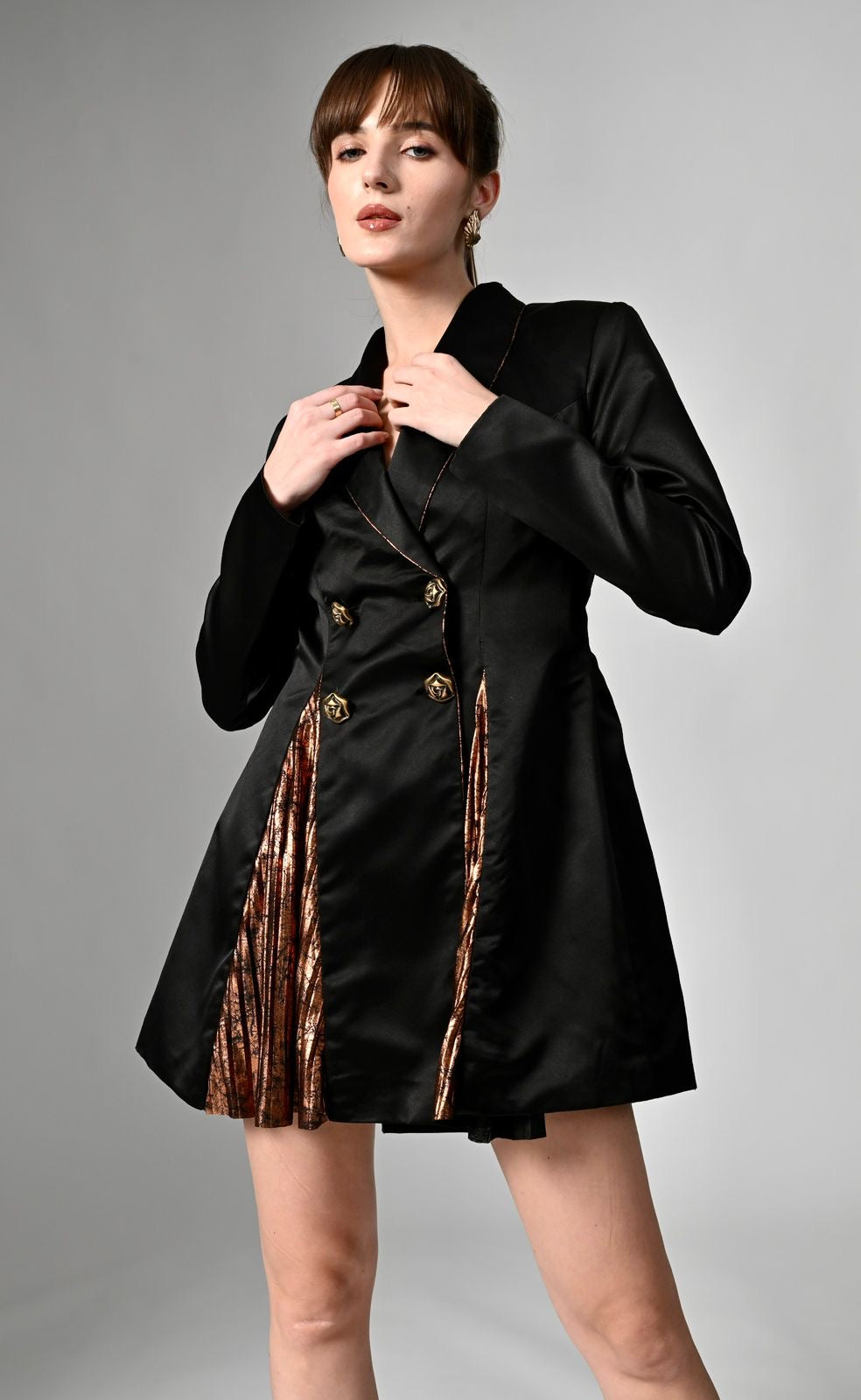 Pankh Masari Satin & Mettalic Blazer Party Wear Dress