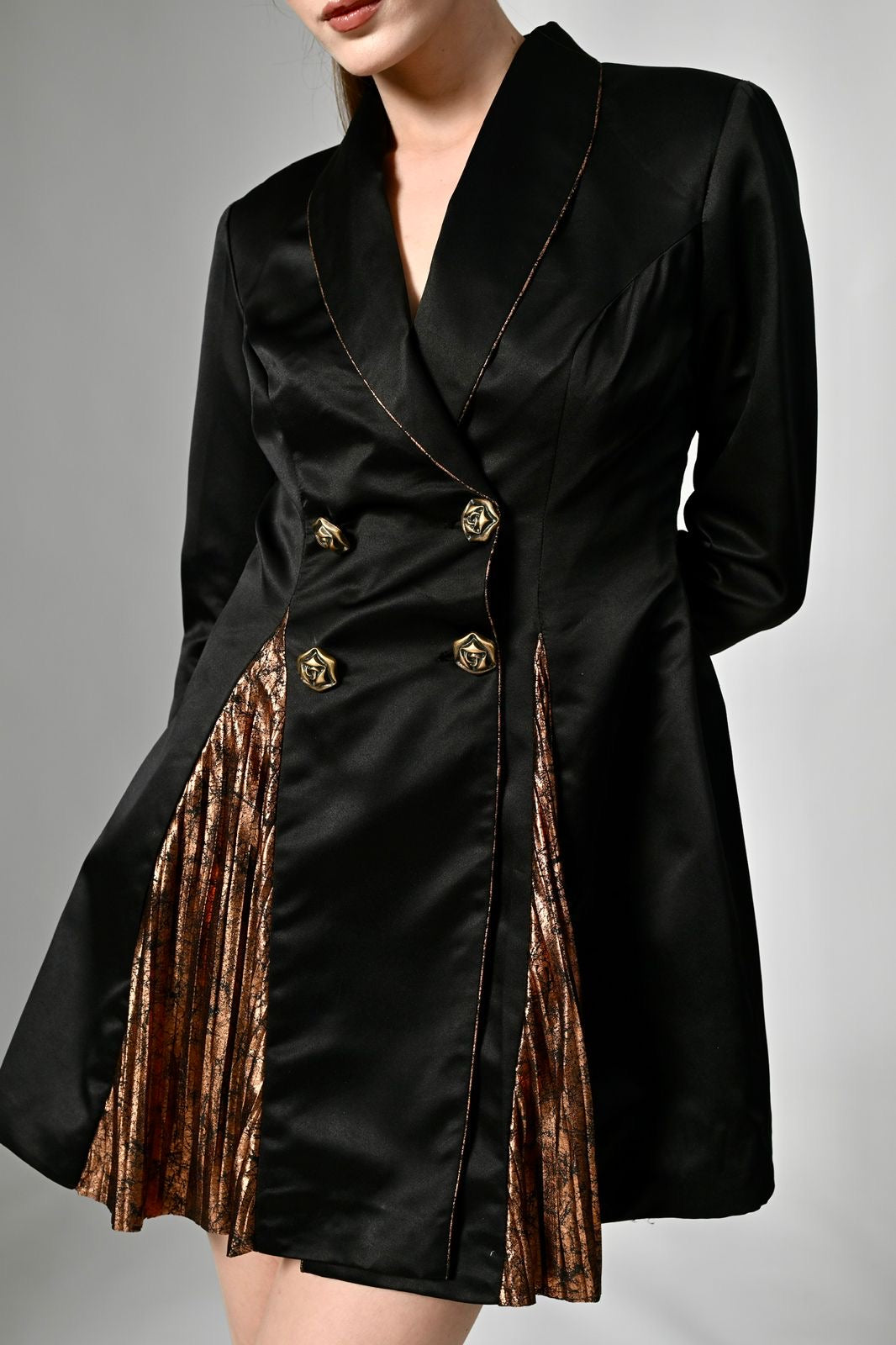Pankh Masari Satin & Mettalic Blazer Party Wear Dress