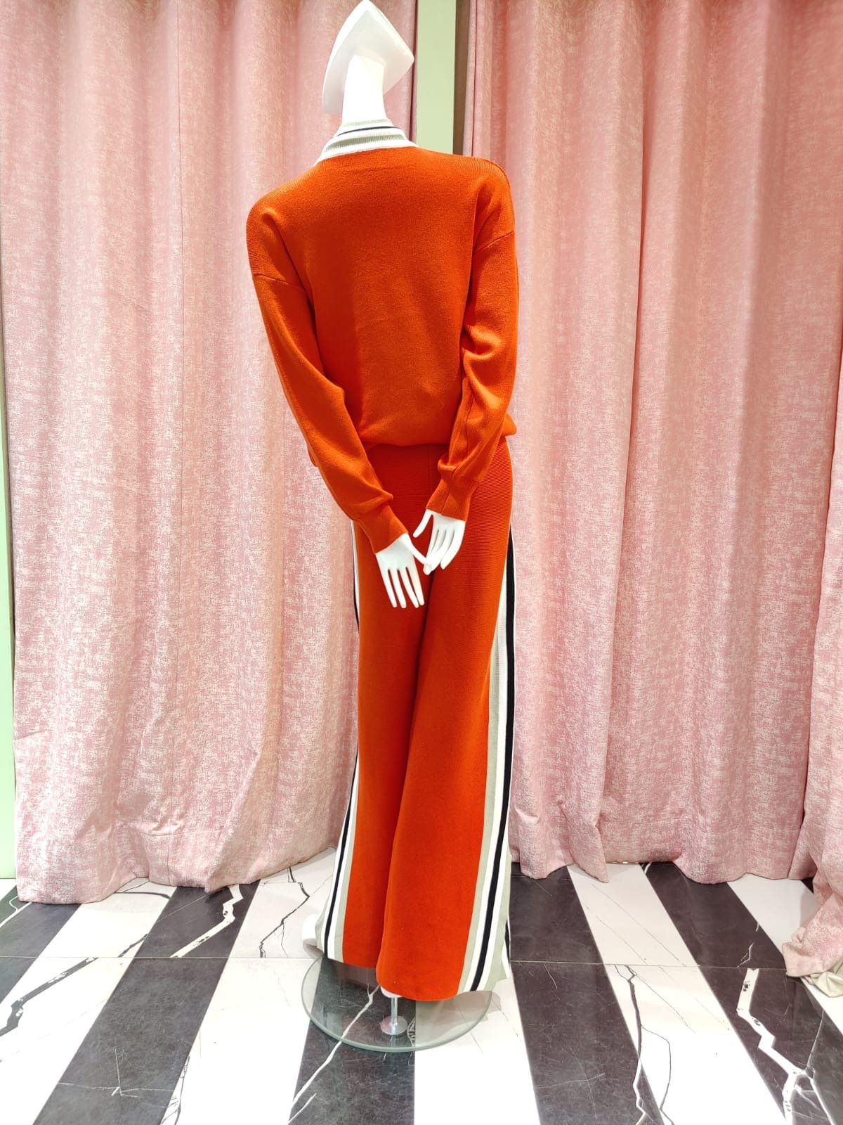 Pankh Azriel Knitted Top And Side Stripe Wide Leg Pant