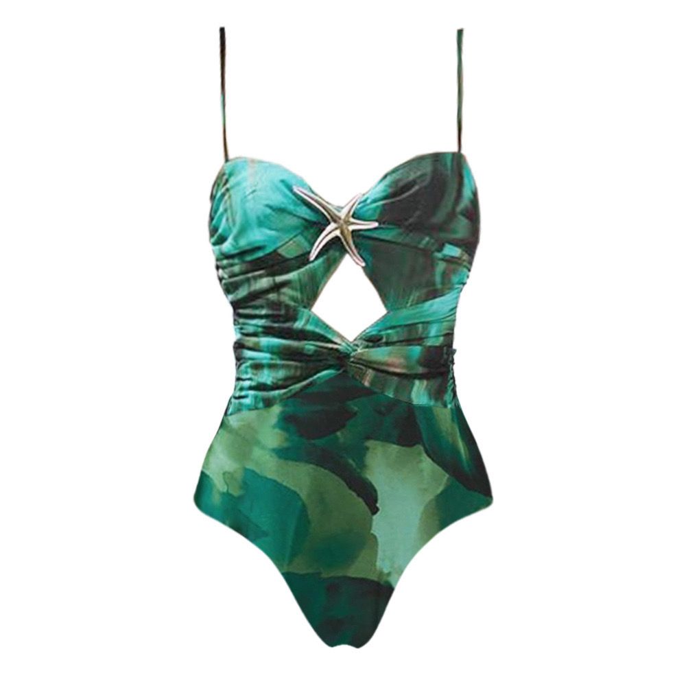 Pankh Rustik Monokini With Front-Slit Skirt Swimwear Set