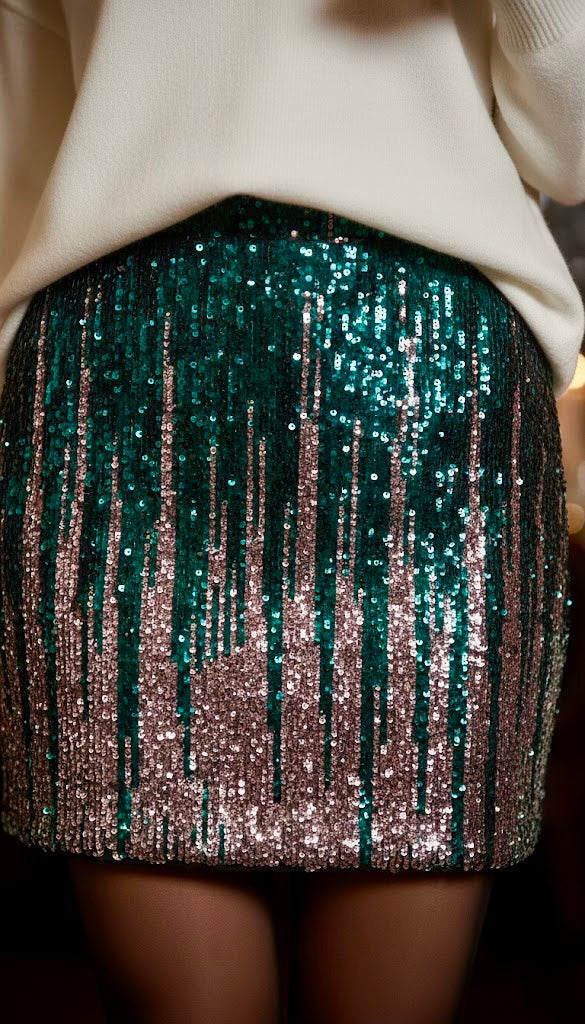 Pankh Monica Ombre Sequin Mini Skirt