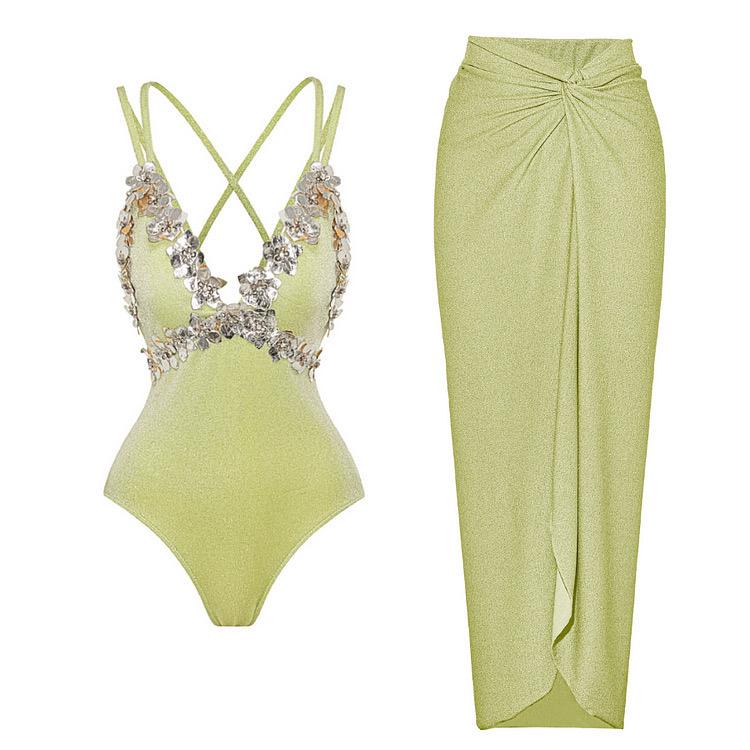 Pankh Dylan Flower Neck Cross Strap Monokini With Serong