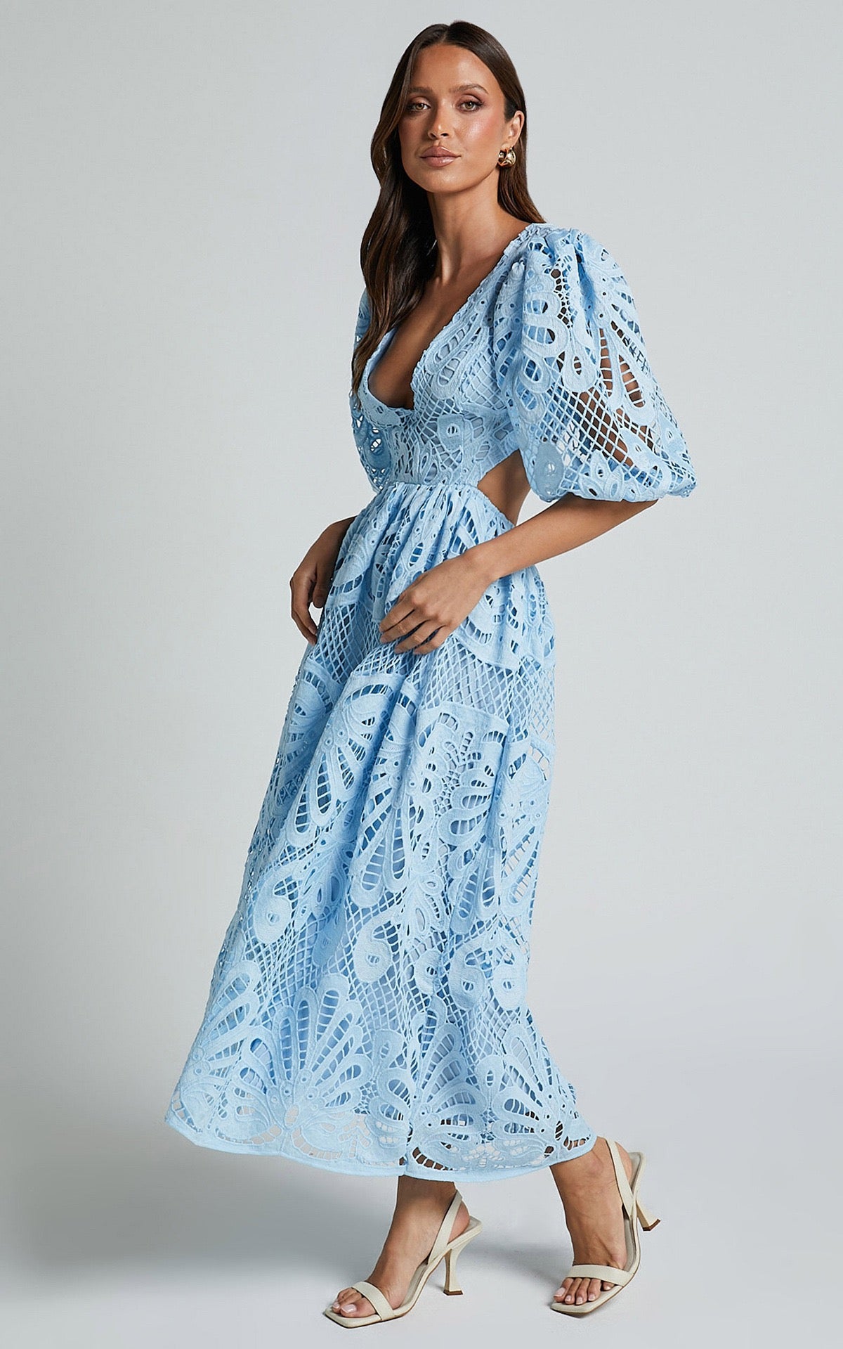 Pankh Alena Crochet Waist Cut Out Holiday Maxi Dress