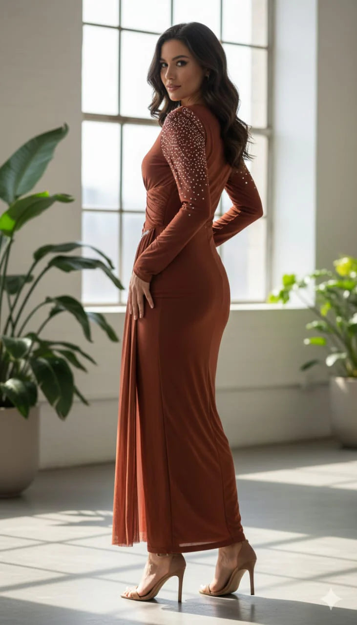 Pankh Sheom Party Wear Stone Embellished Maxi Dress