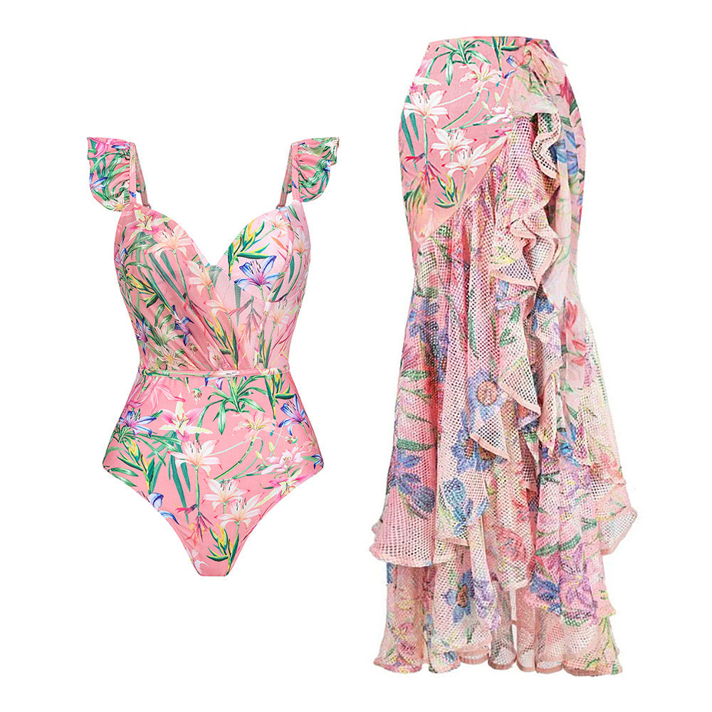 Pankh Siron High Fashion padded Monokini and Sarong Skirt Set