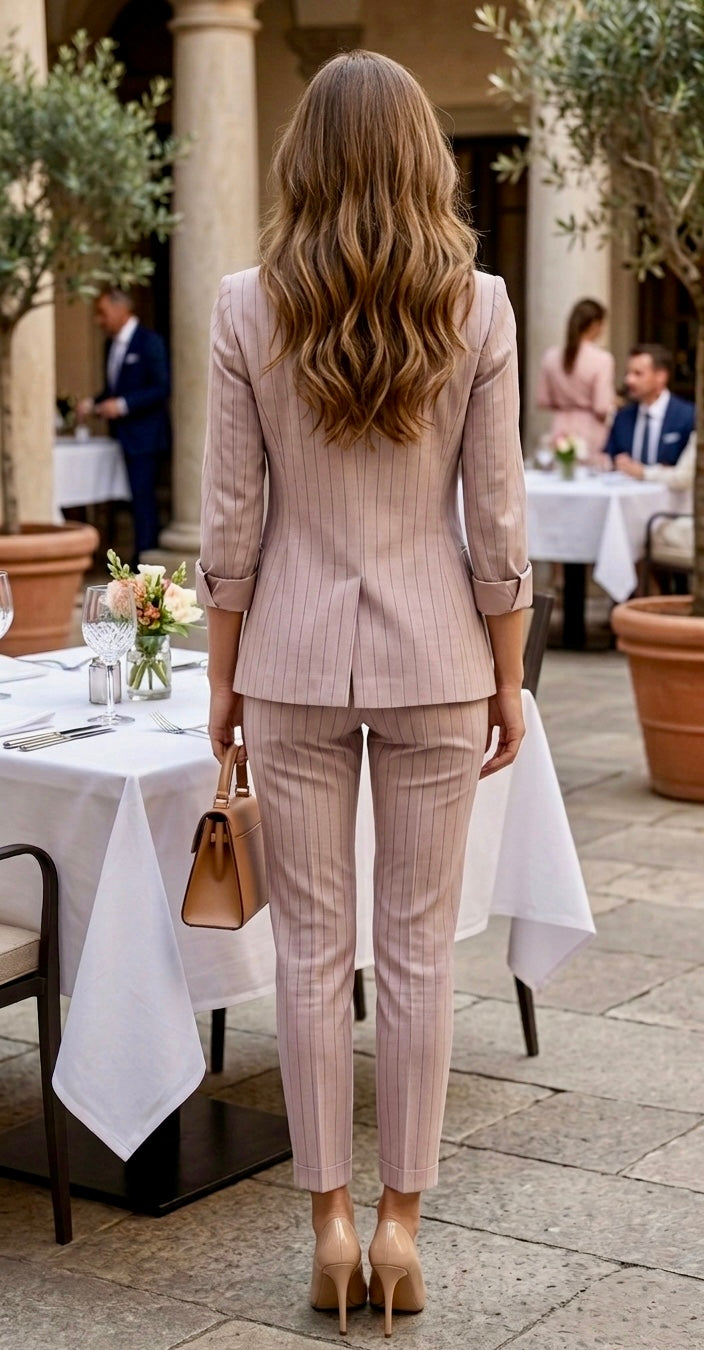 Pankh Klara Striped Formal Blazer & Pant Set