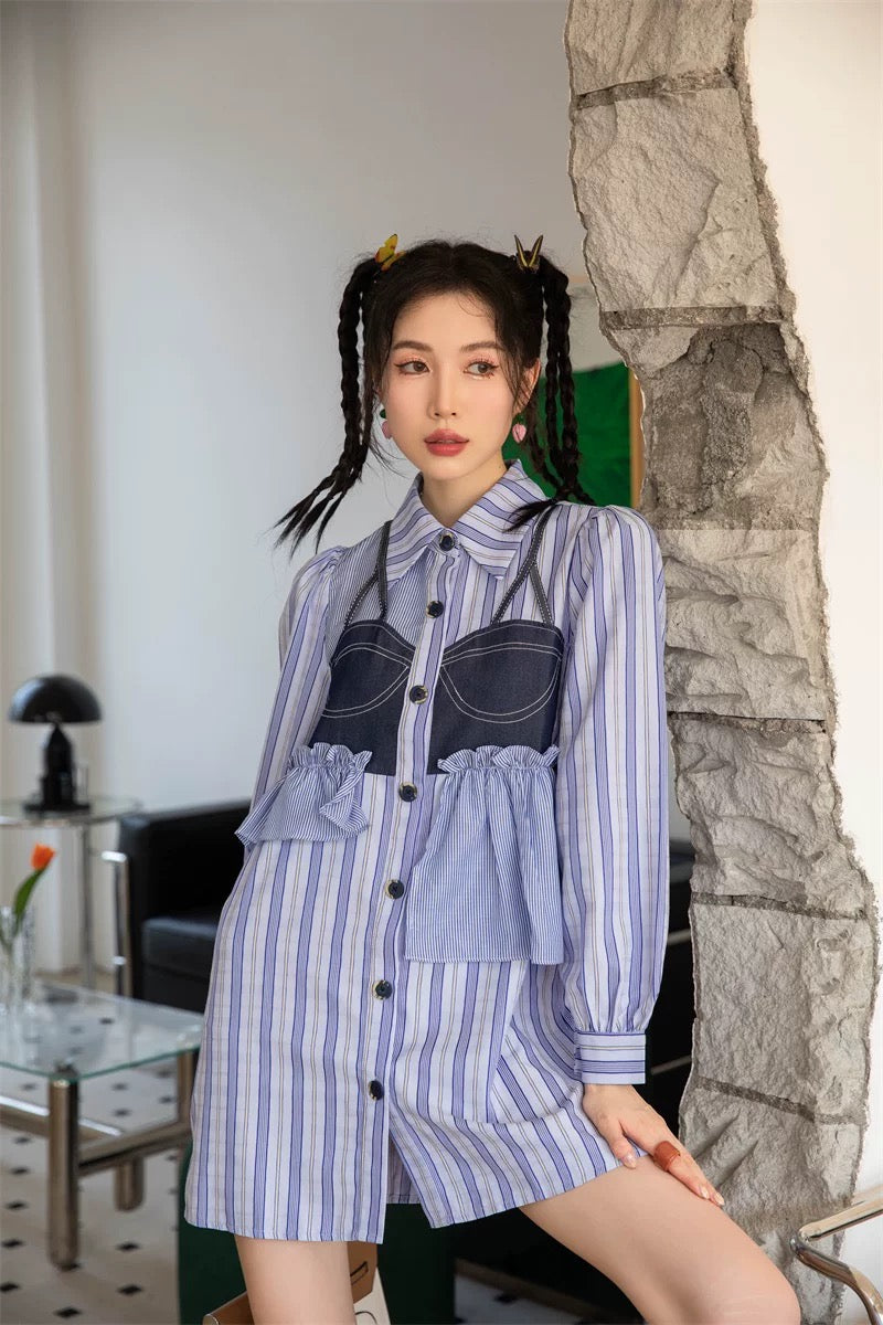Pankh Annika Casual Stripe Shirt Dress