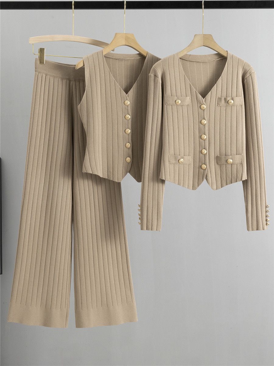 Pankh Delish Knit 3 Piece Waist Coat Blazer Pant Coord Set