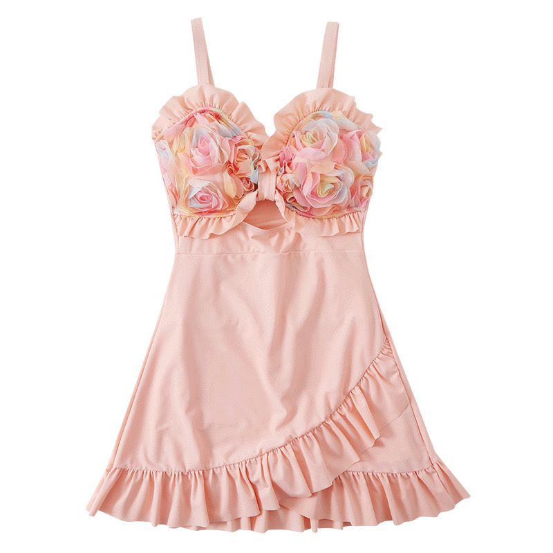 Pankh Enya Ruffles Mini Spaghetti Strap Floral Swim Dress
