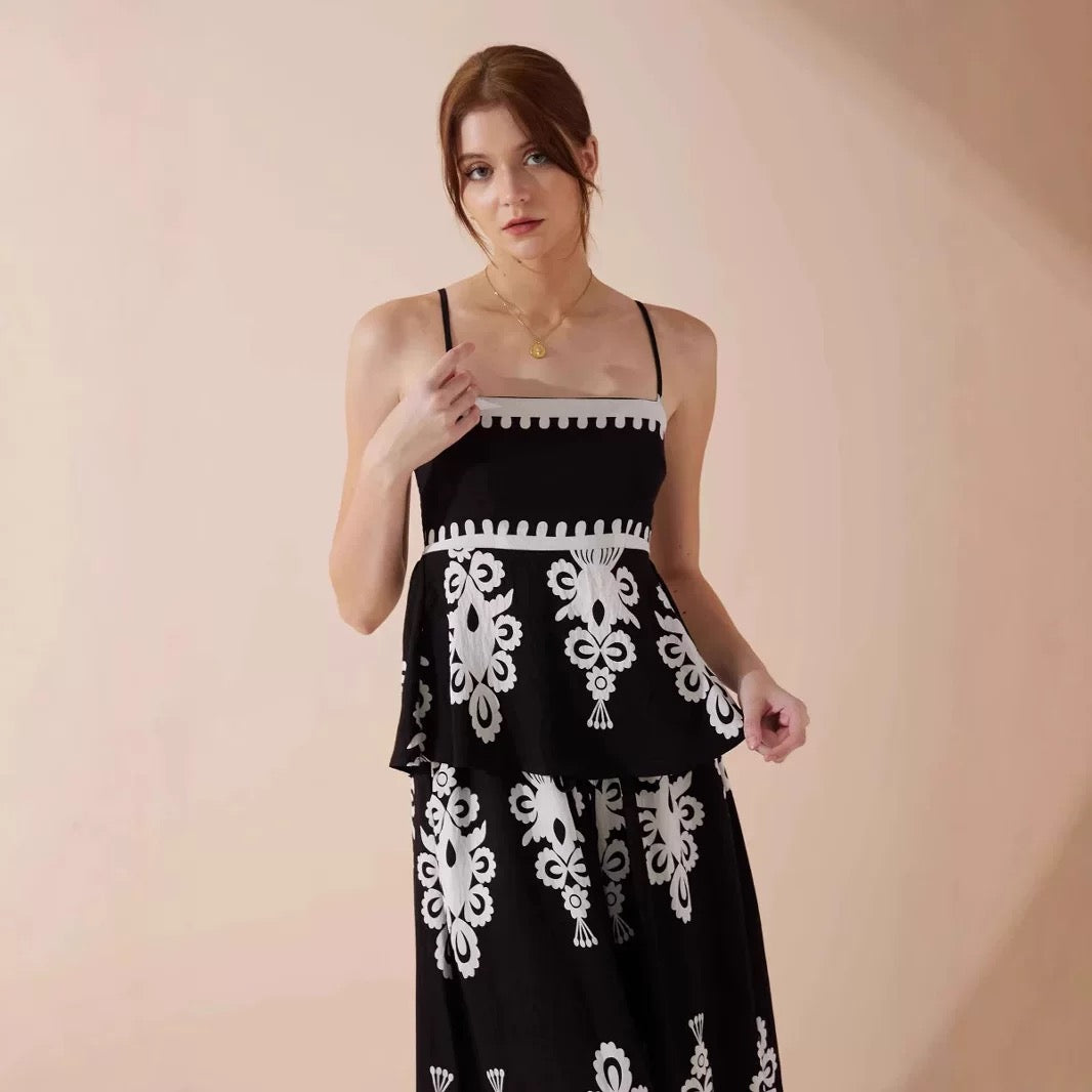Pankh Hadley Fitted Printed Cami Top and Pant Two-Piece Set