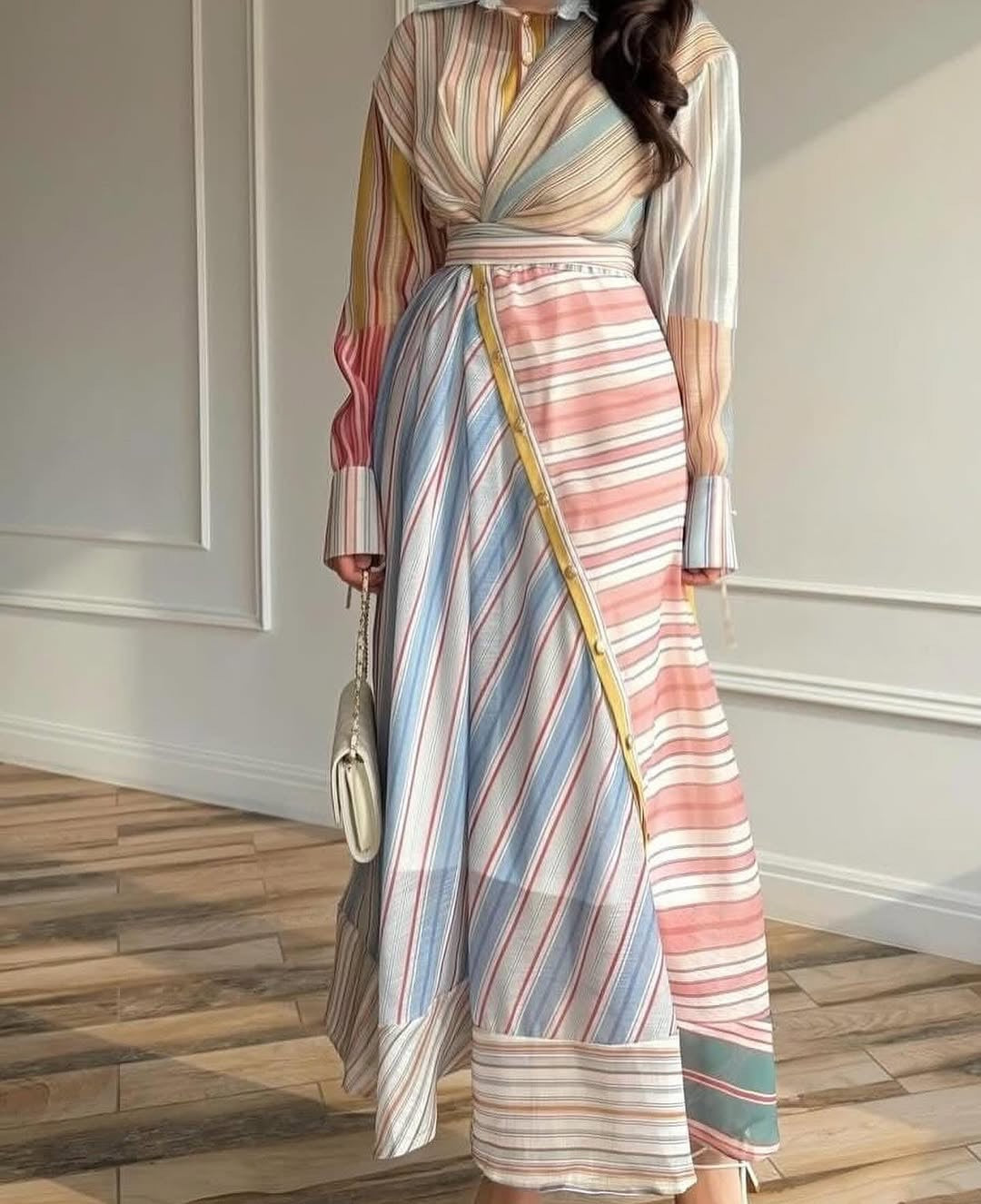 Pankh Jancy Abstract Striped Maxi Dress