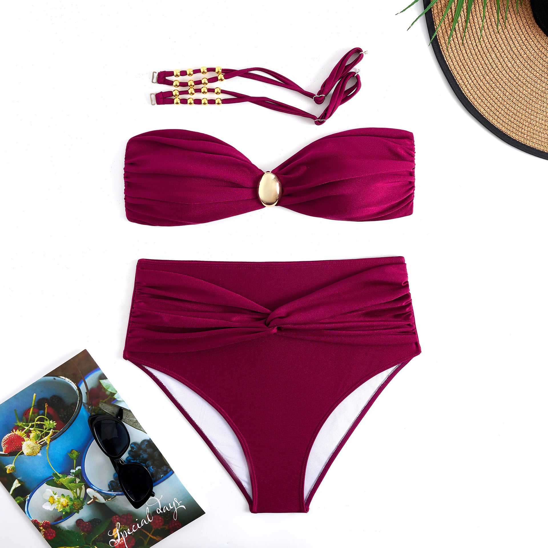 Pankh Kitsu High Waist Bikini and Coverup Skirt Set