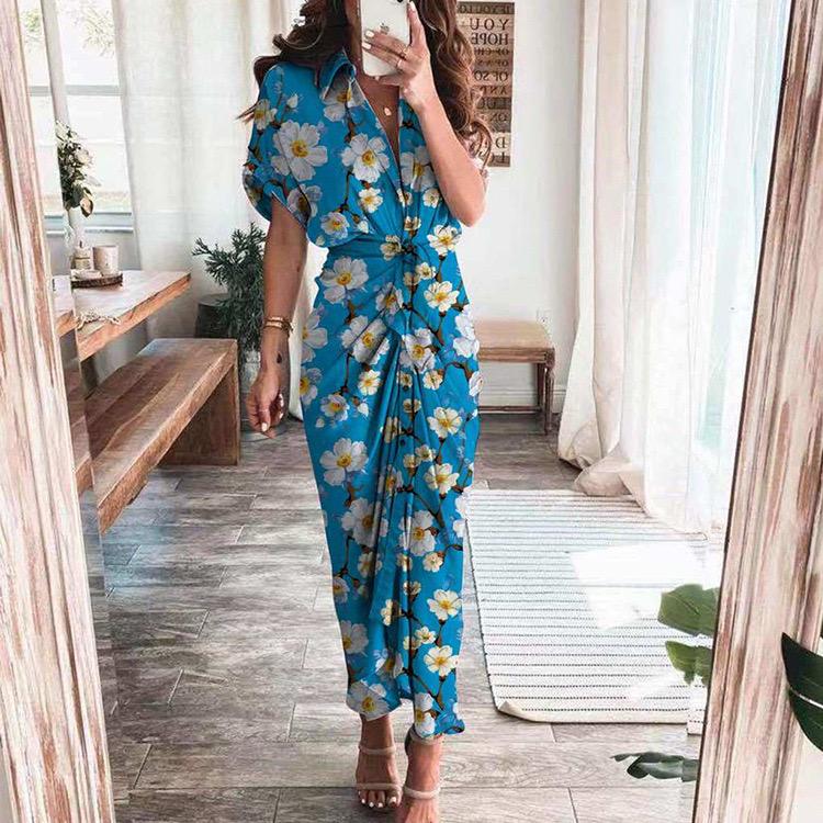 Pankh Millie Floral Printed Long Shirt Dress With Draped Waist