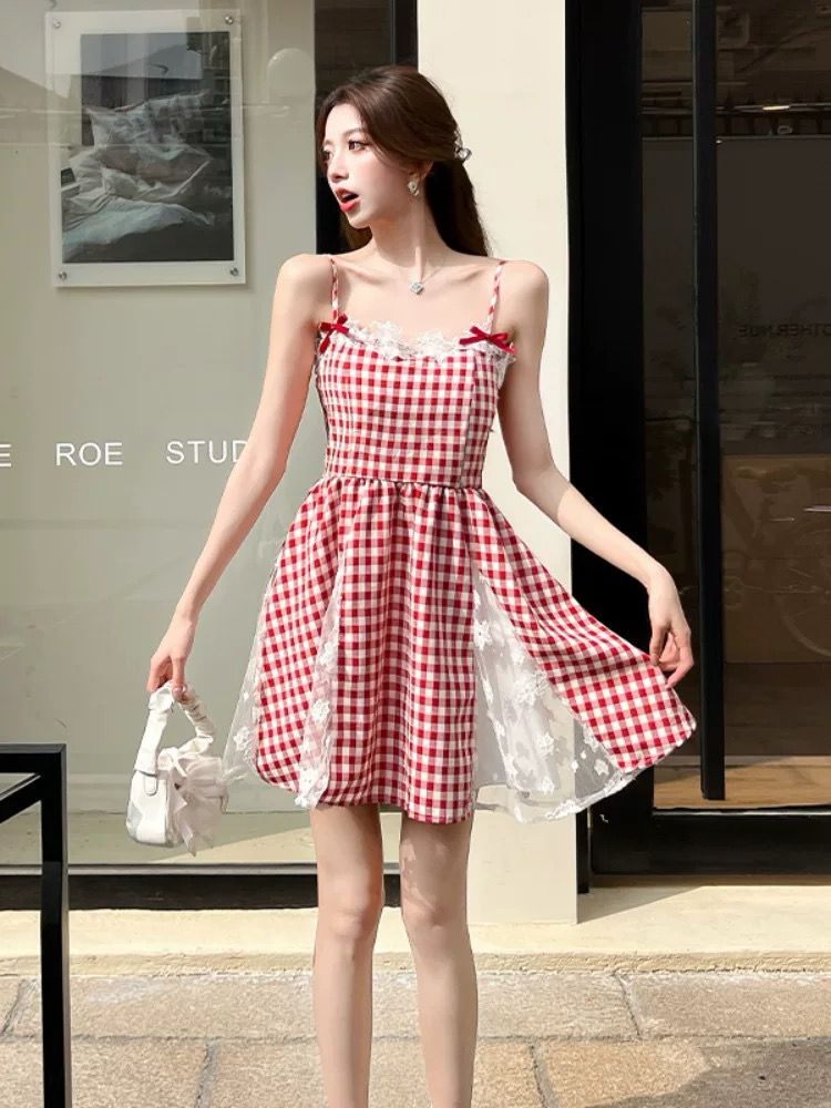 Pankh Andie Gingham Mini Strap Check Dress