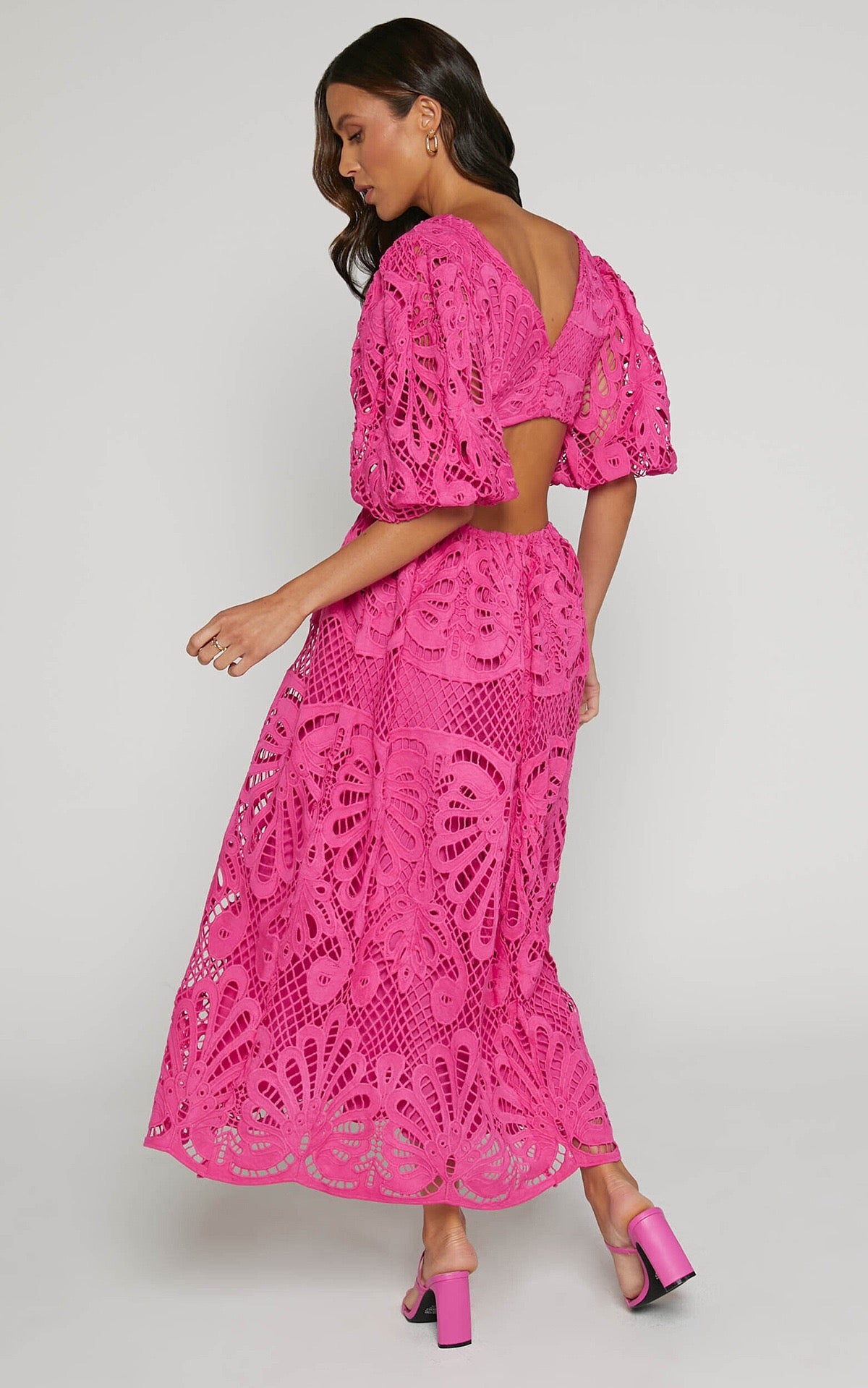 Pankh Alena Crochet Waist Cut Out Holiday Maxi Dress