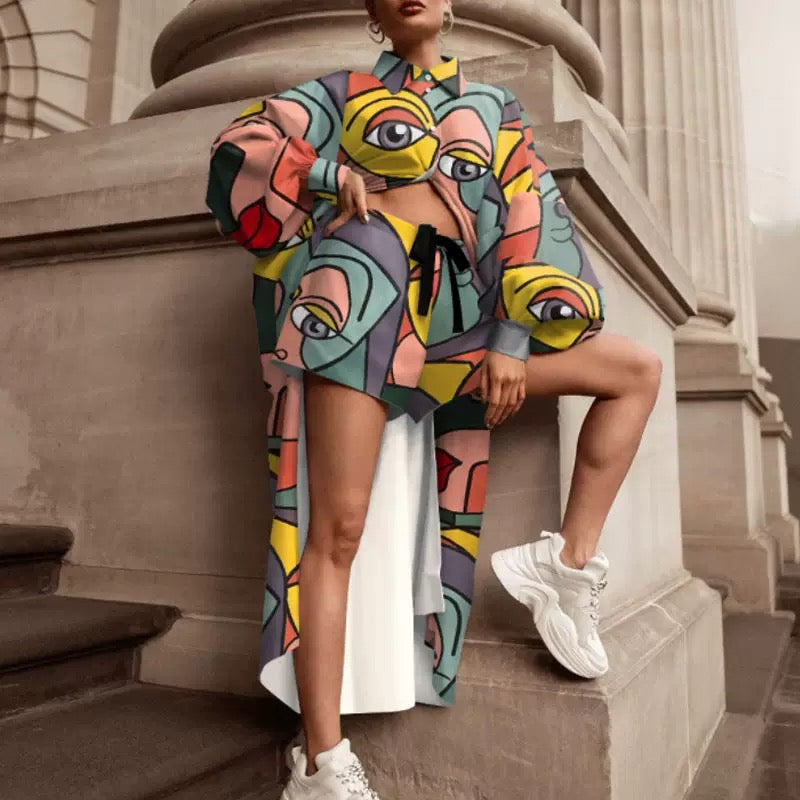 Pankh Figgy Printed Oversized Shirt & Short Coord Set