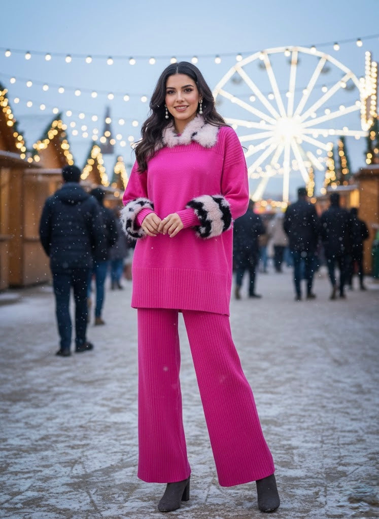 Pankh Have Some Fun Luxury Detachable Fur Woolen Coord Set