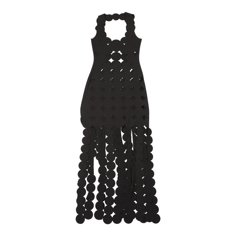 Pankh Shifa Square Neck Cut Out Dotted Full Length Cocktail Dress