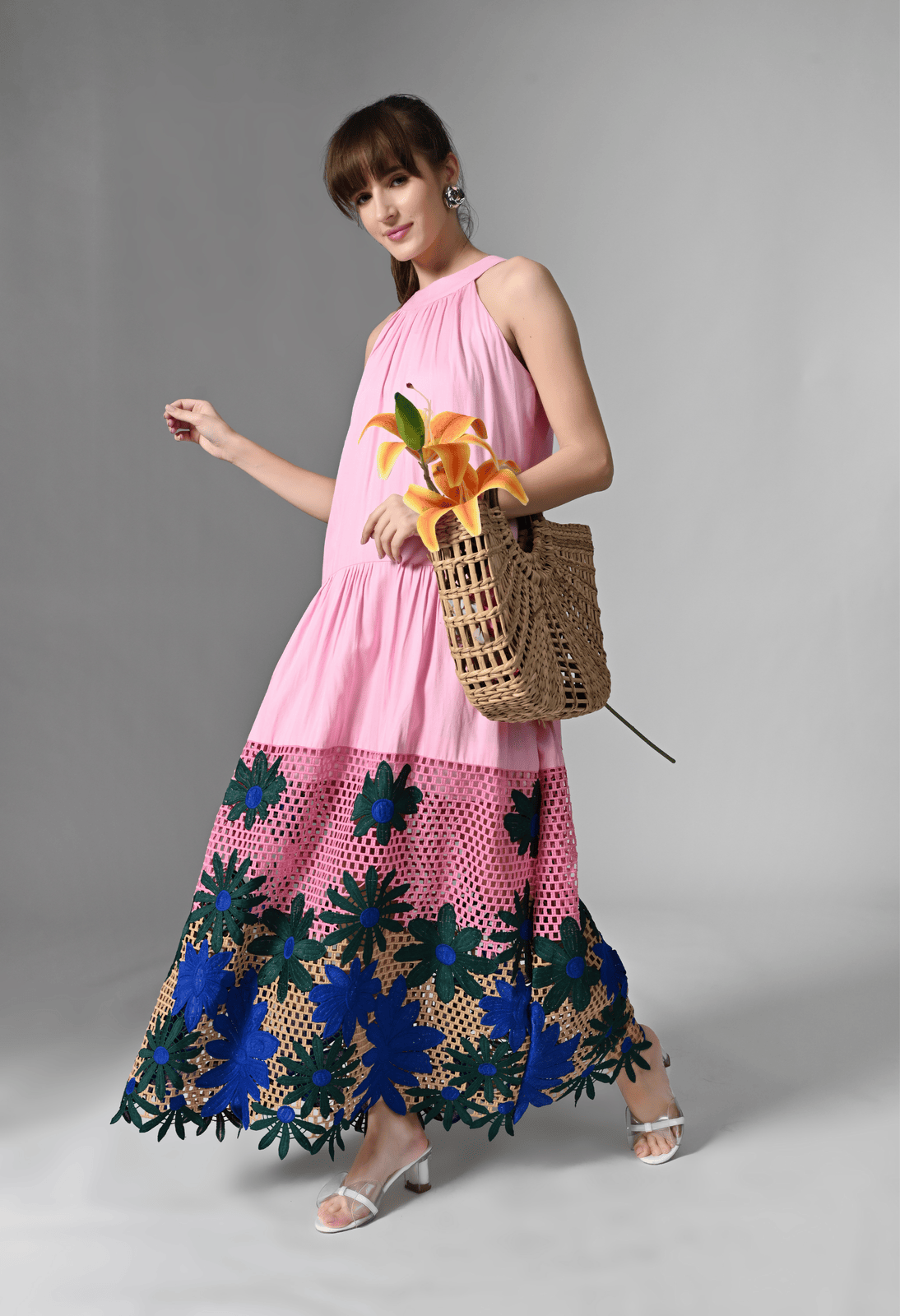 Pankh Zyra Halter Crochet and Cotton Maxi Dress